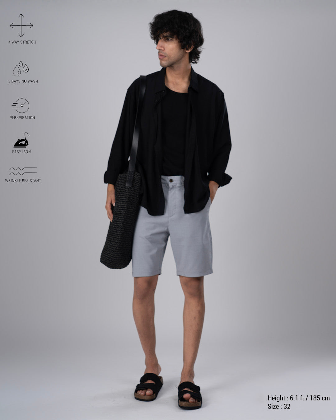 Premium Easy Iron Shorts In Grey