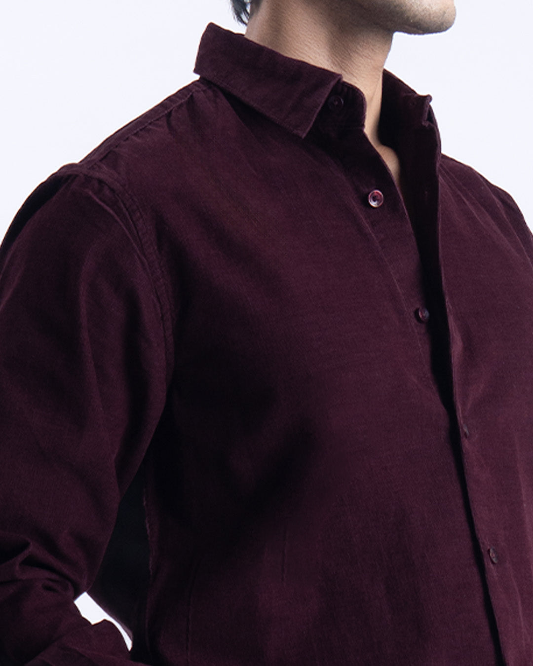 Soft Corduroy Tailored Shirt In Wine