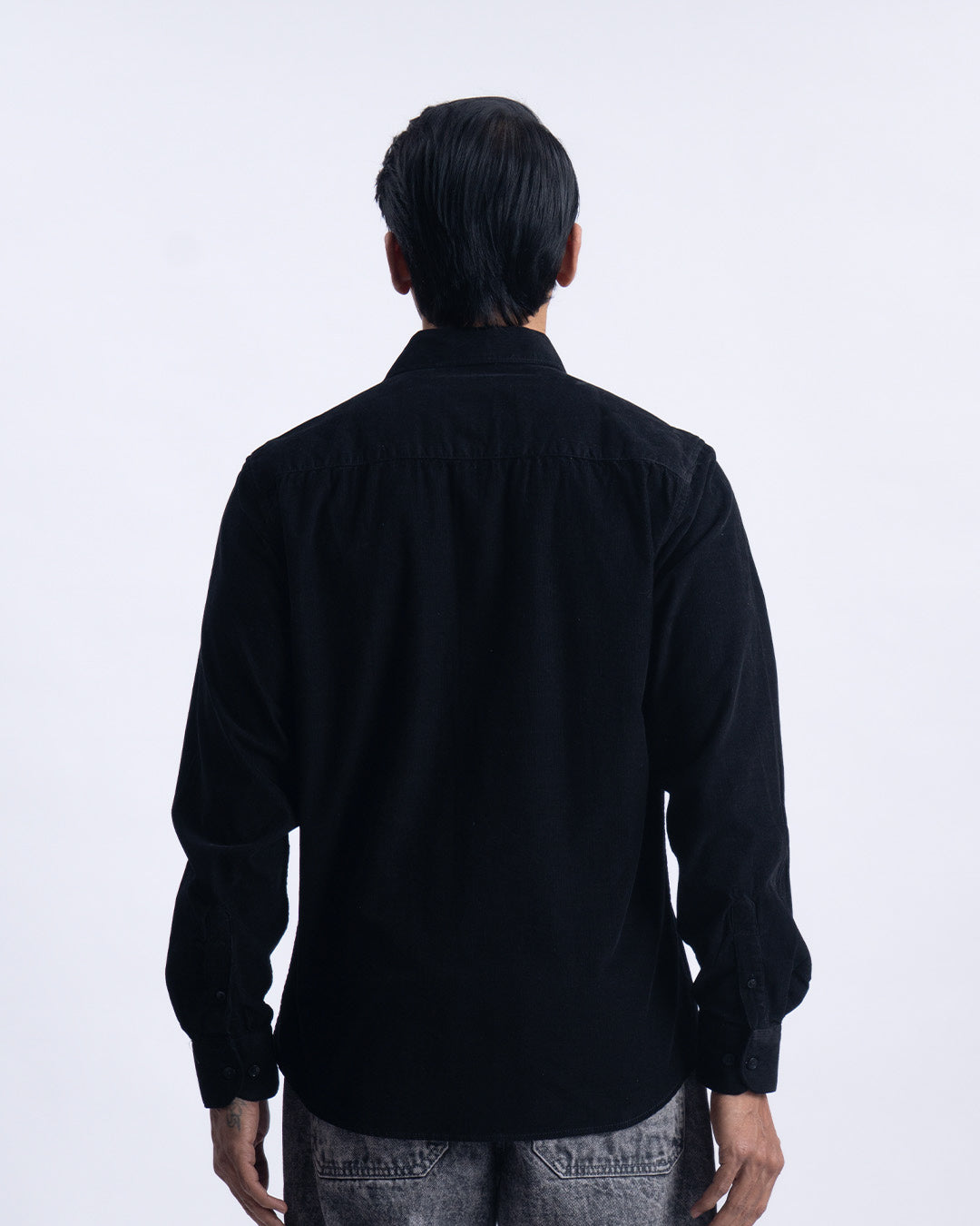 Soft Corduroy Tailored Shirt In Black