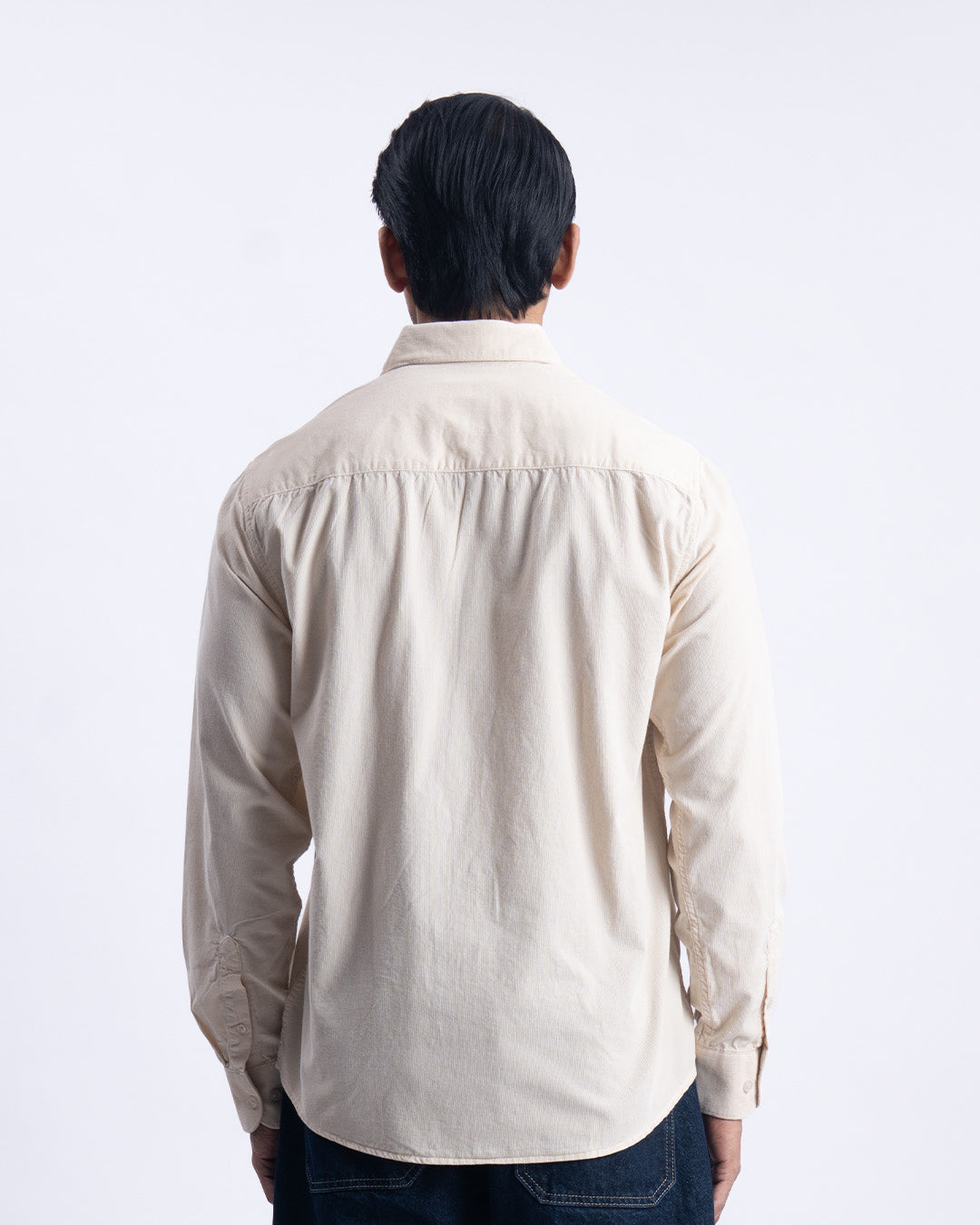 Soft Corduroy Tailored Shirt In Cream
