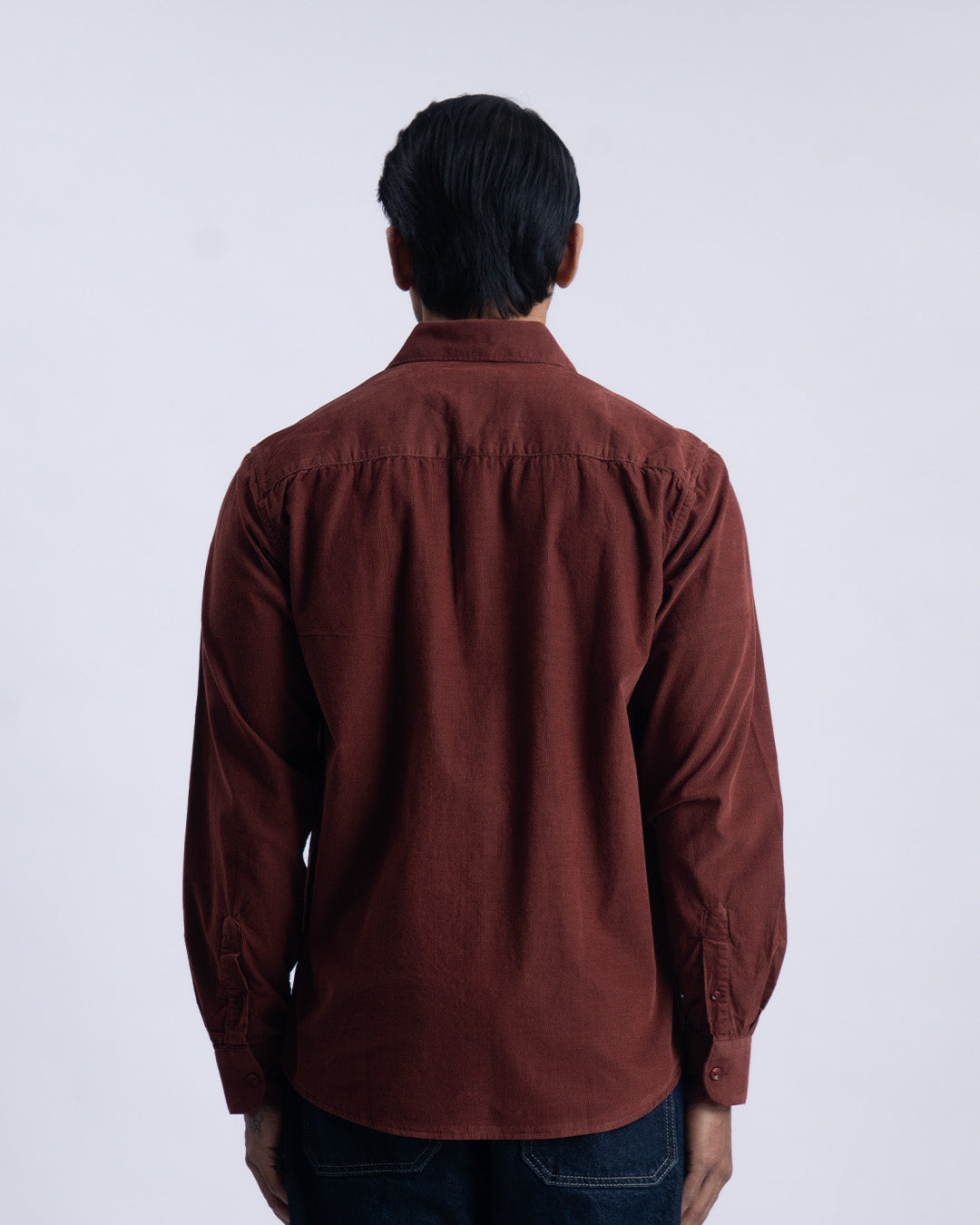 Soft Corduroy Tailored Shirt In Rust