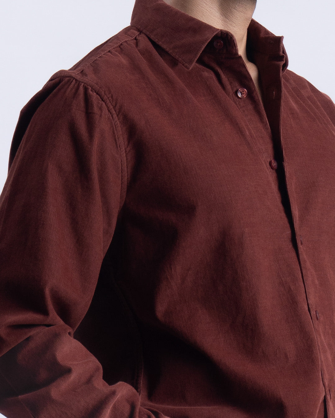 Soft Corduroy Tailored Shirt In Rust