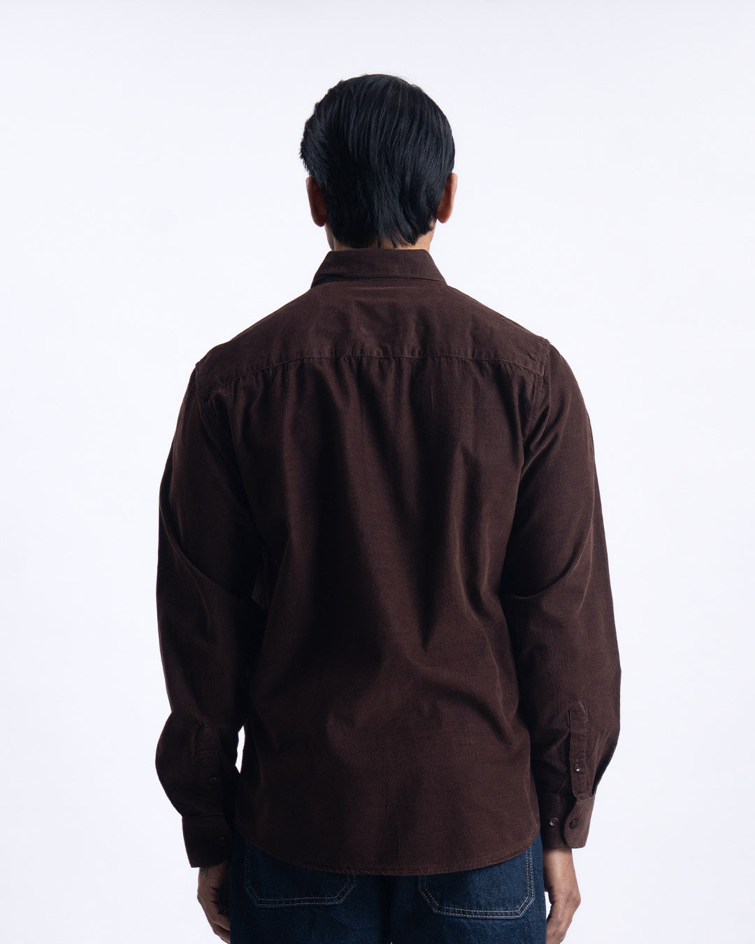 Soft Corduroy Tailored Shirt In Brown