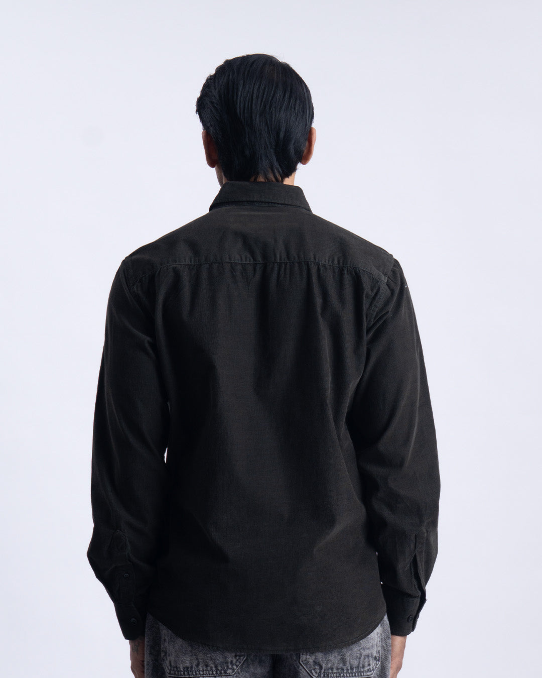 Soft Corduroy Tailored Shirt In Olive