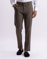 Easy Iron Tailored Office Trousers In Fur Brown