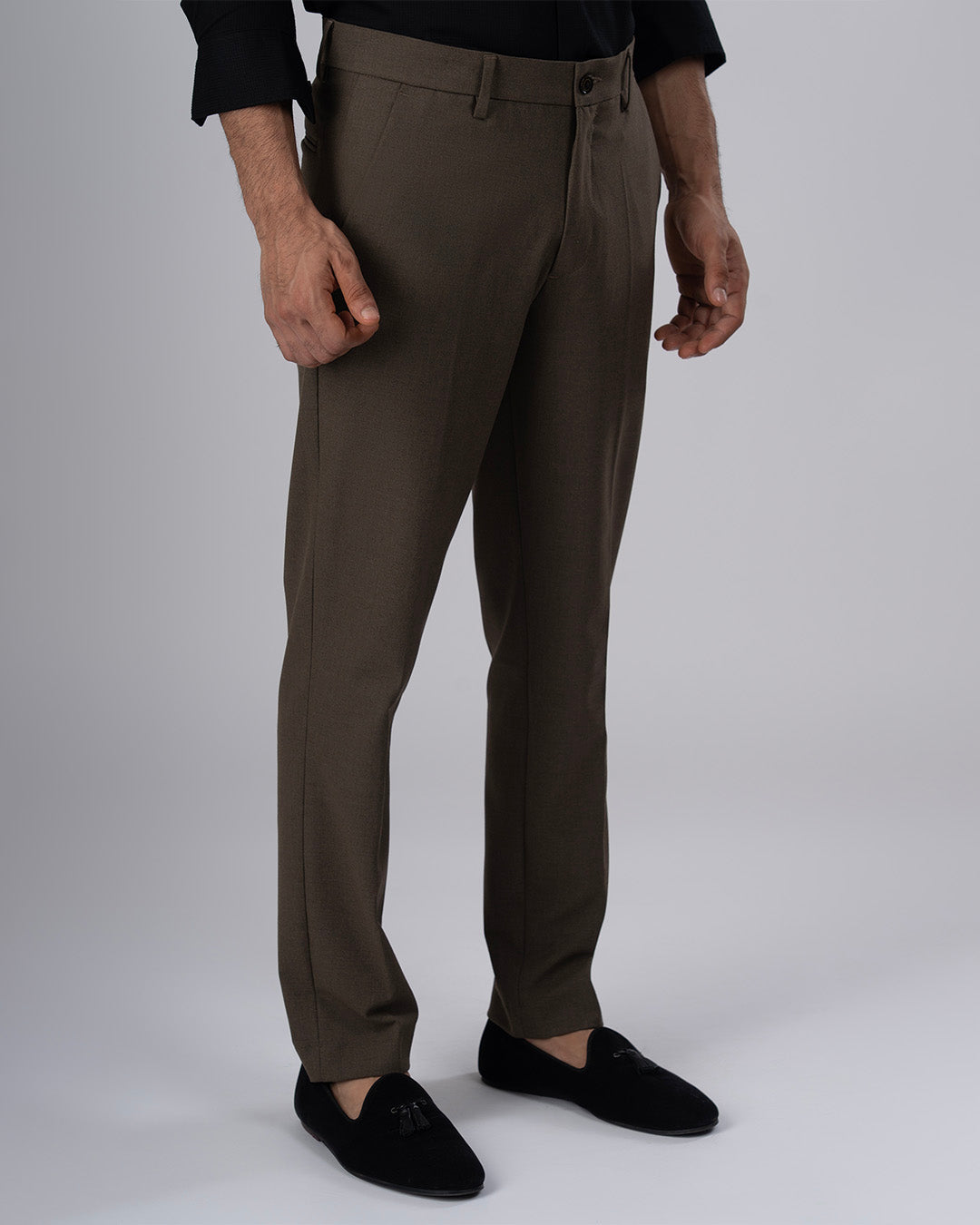 Easy Iron Tailored Office Trousers In Fur Brown