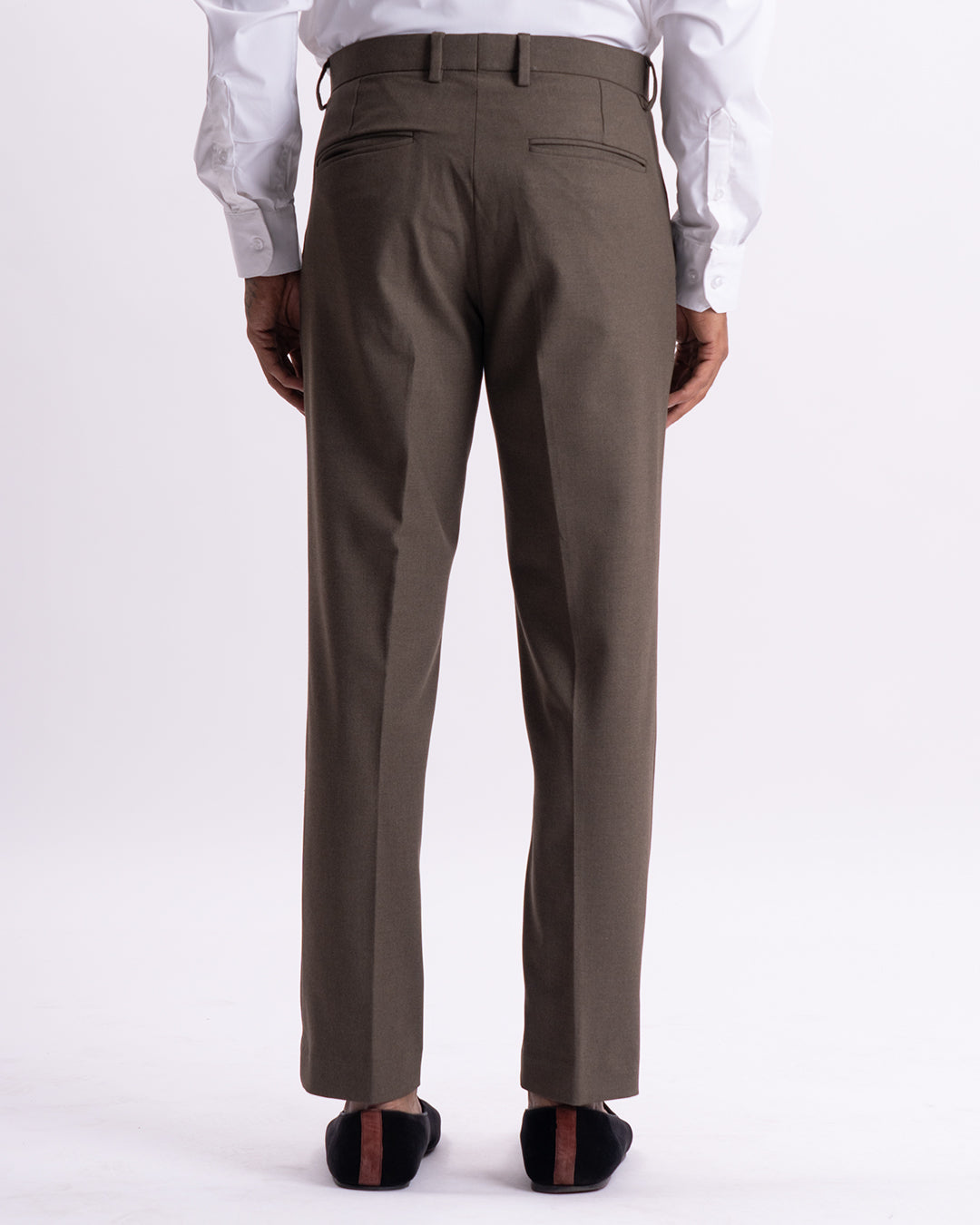 Easy Iron Tailored Office Trousers In Fur Brown
