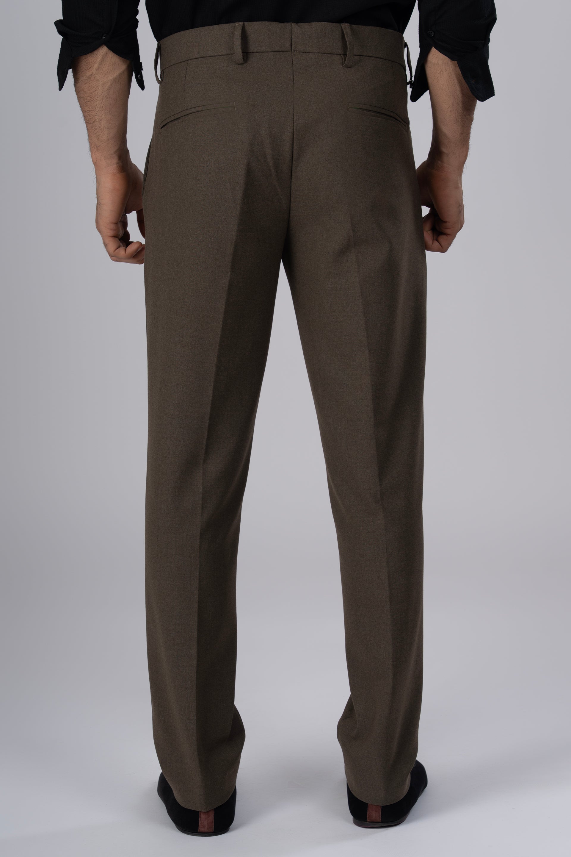 Easy Iron Tailored Office Trousers In Fur Brown