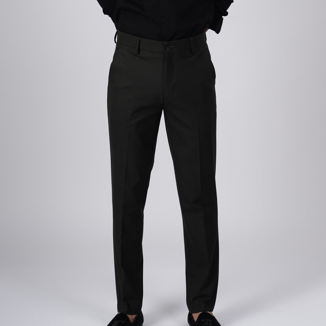 Easy Iron Tailored Office Trousers In Olive