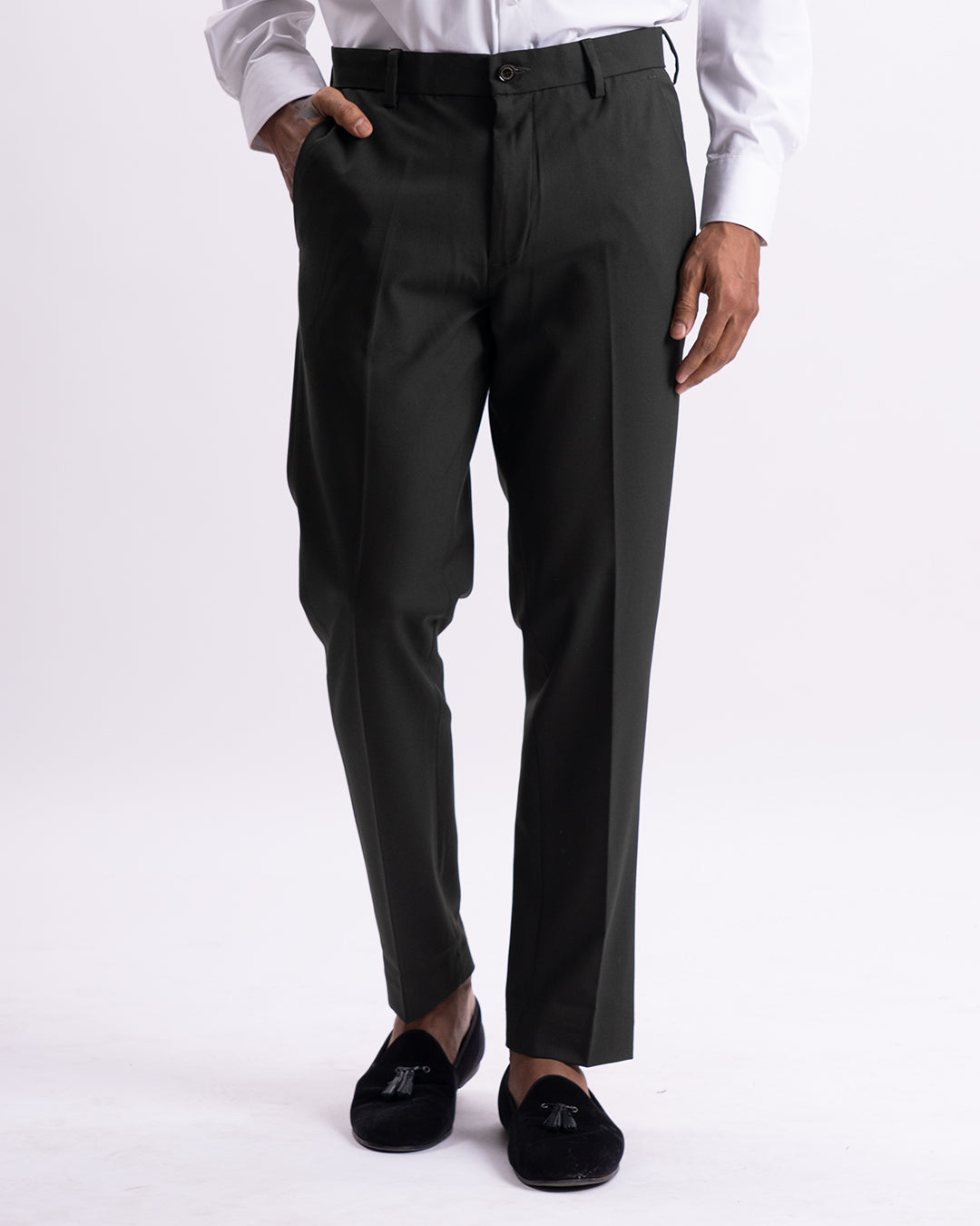Easy Iron Tailored Office Trousers In Olive