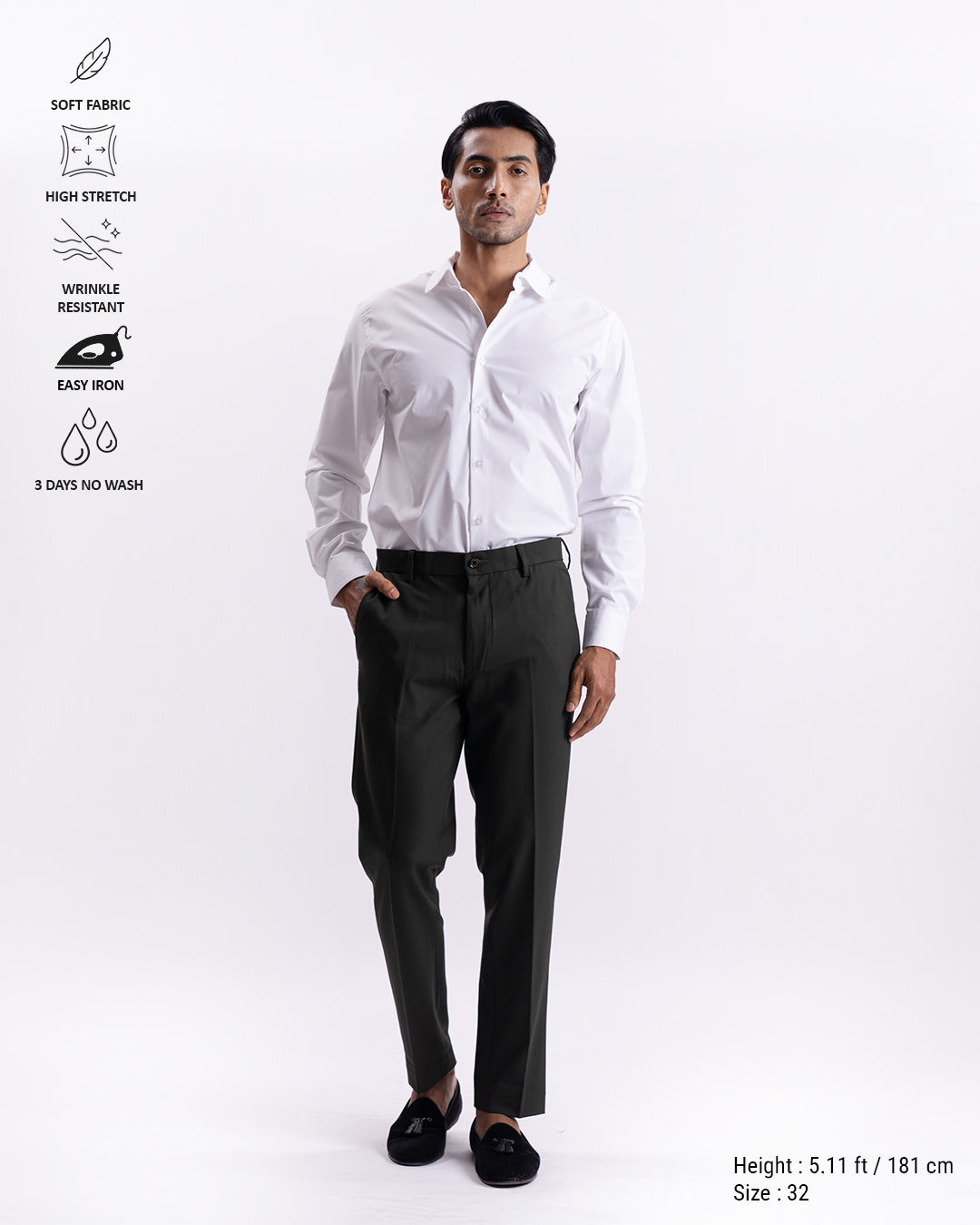 Easy Iron Tailored Office Trousers In Olive