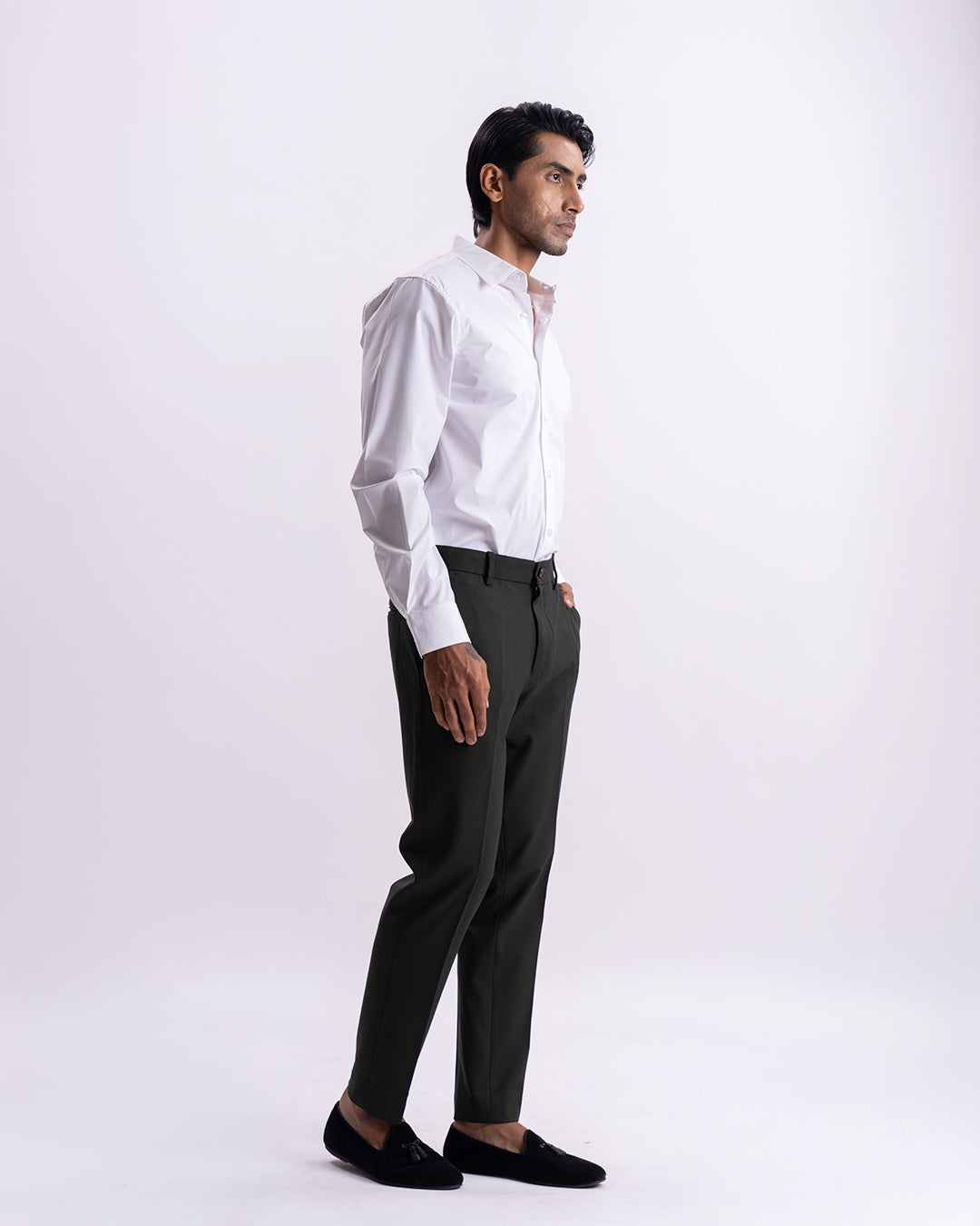 Easy Iron Tailored Office Trousers In Olive