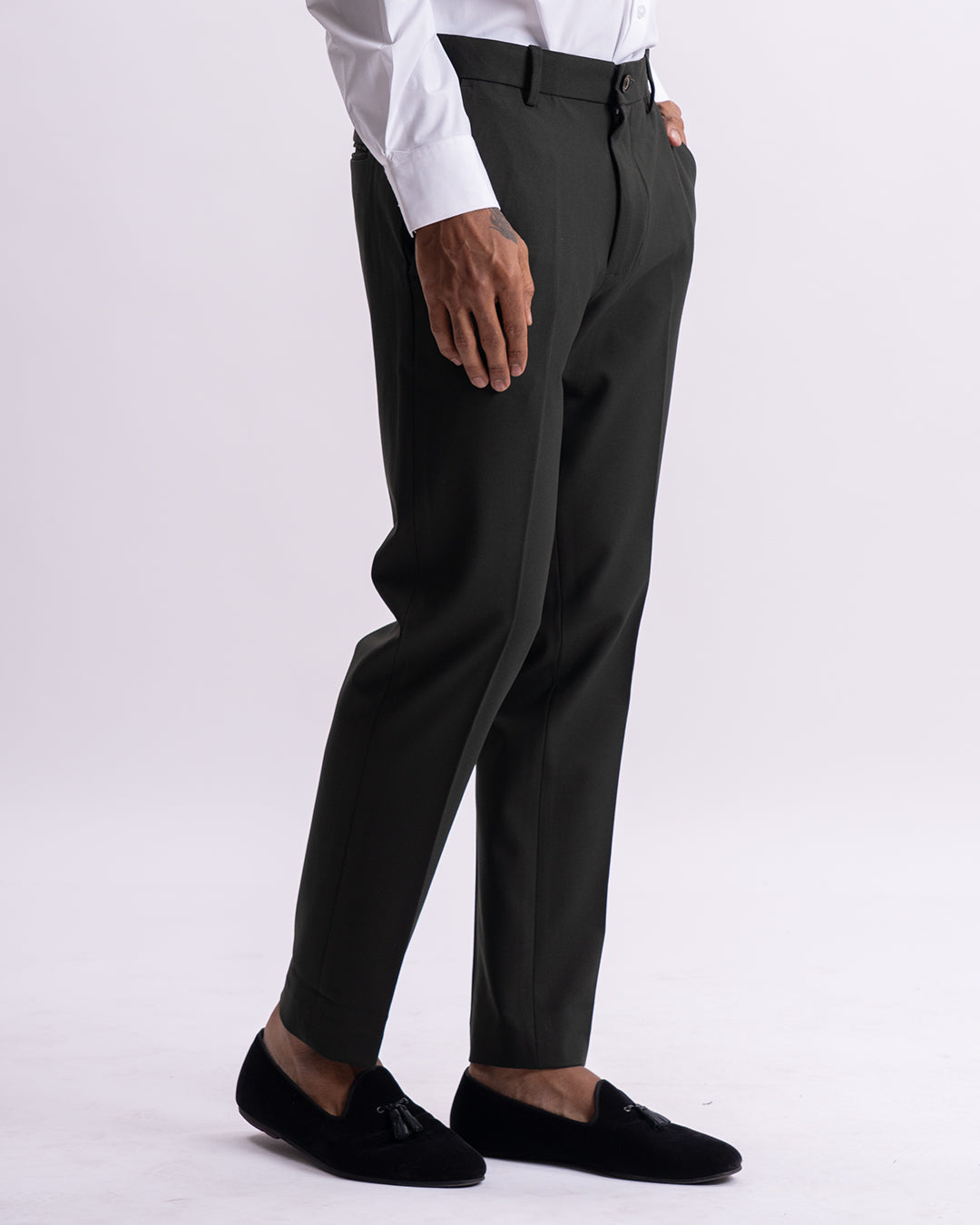 Easy Iron Tailored Office Trousers In Olive