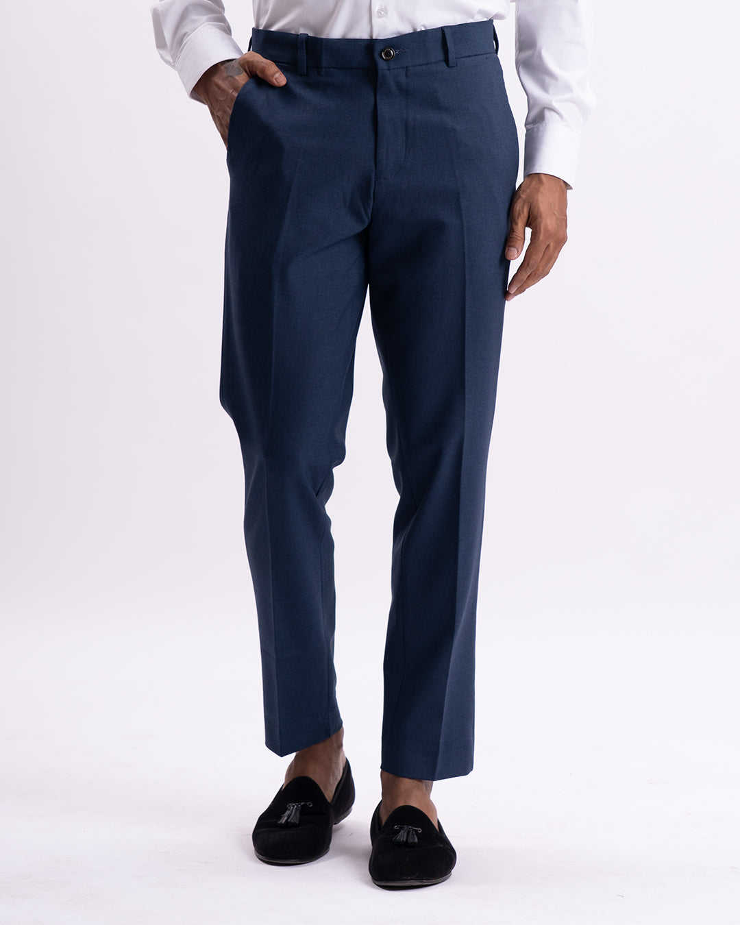Easy Iron Tailored Office Trousers In Navy