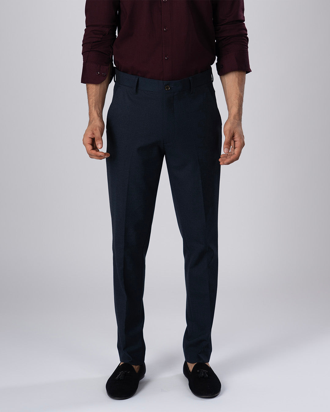Easy Iron Tailored Office Trousers In Navy