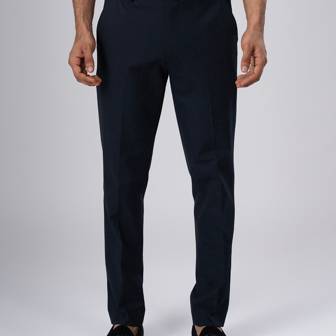 Easy Iron Tailored Office Trousers In Navy