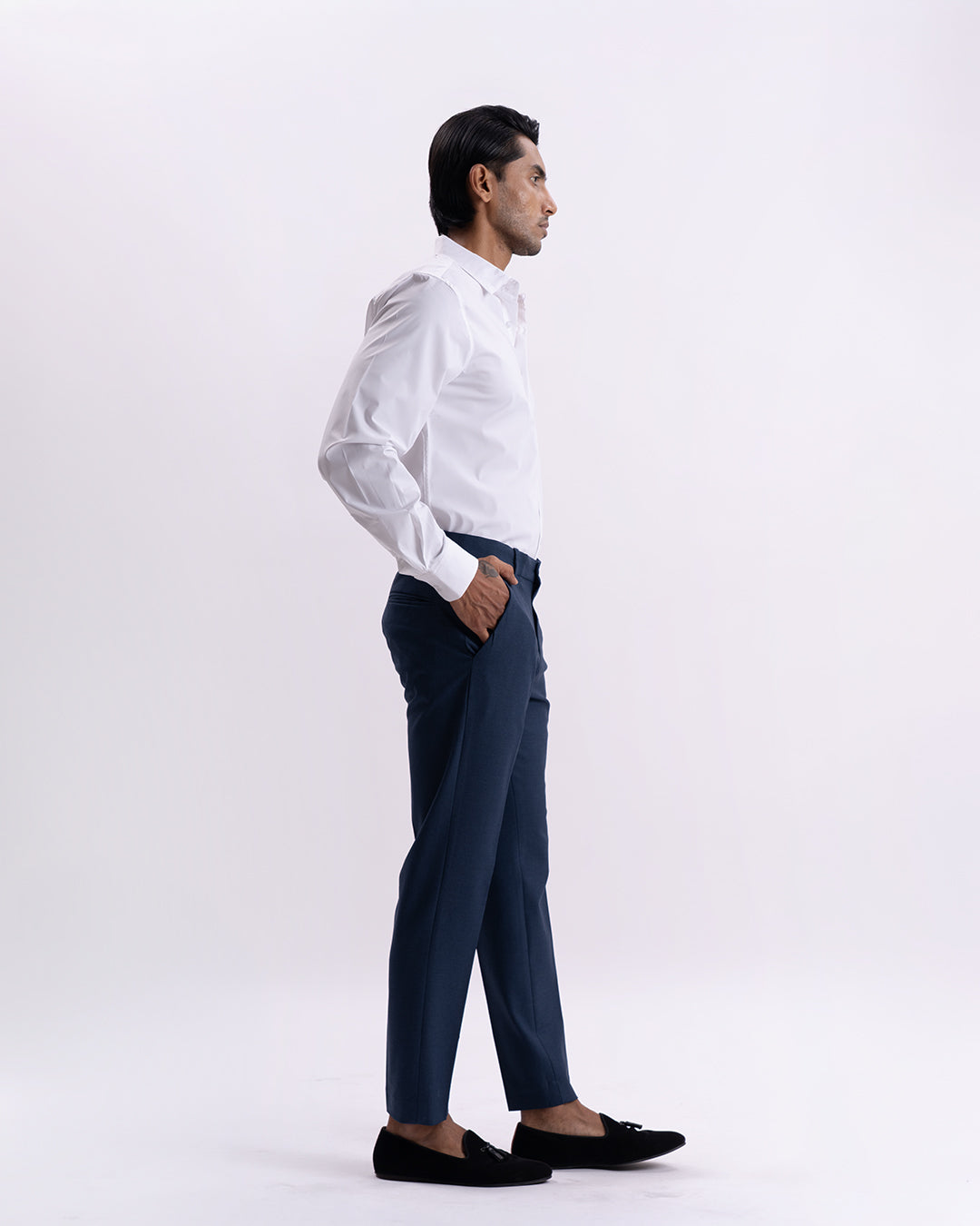 Easy Iron Tailored Office Trousers In Navy