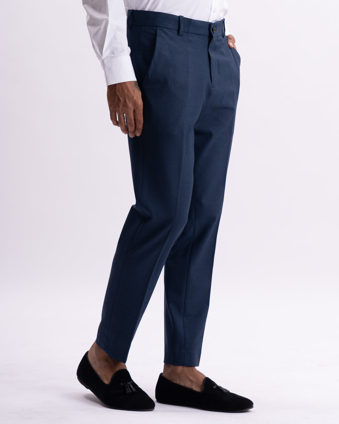 Easy Iron Tailored Office Trousers In Navy