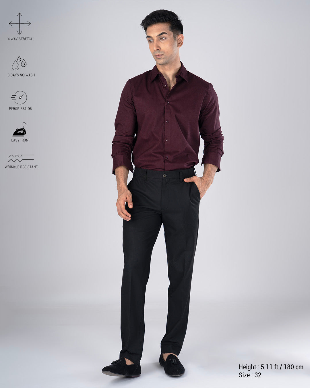 Easy Iron Tailored Office Trousers In Black