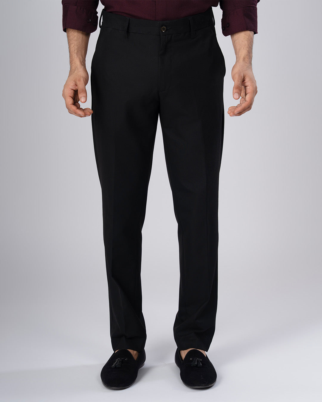 Easy Iron Tailored Office Trousers In Black