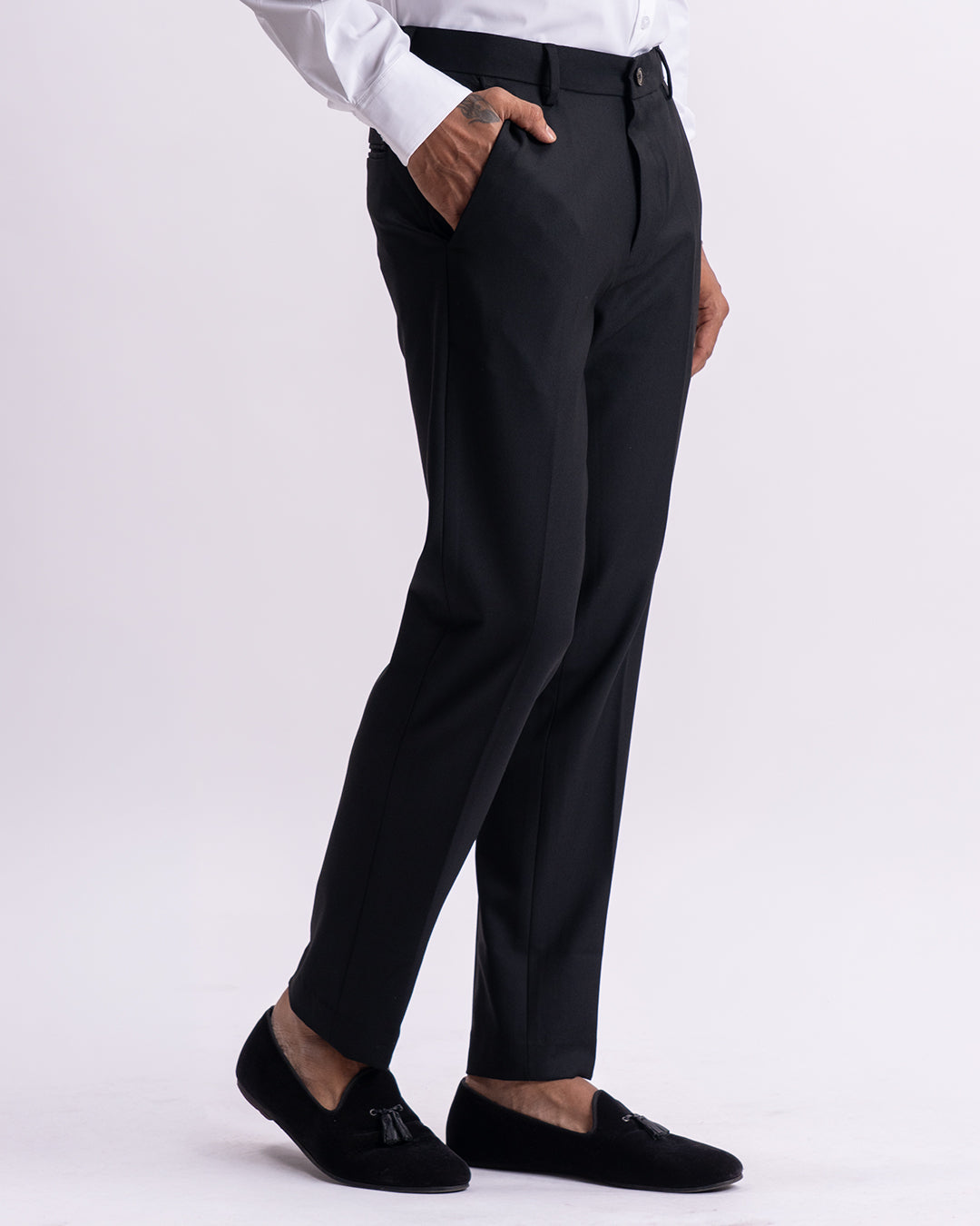 Easy Iron Tailored Office Trousers In Black