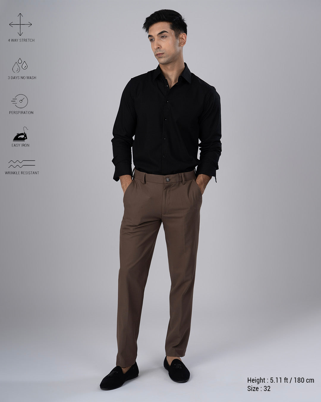 Easy Iron Tailored Office Trousers In Cocoa