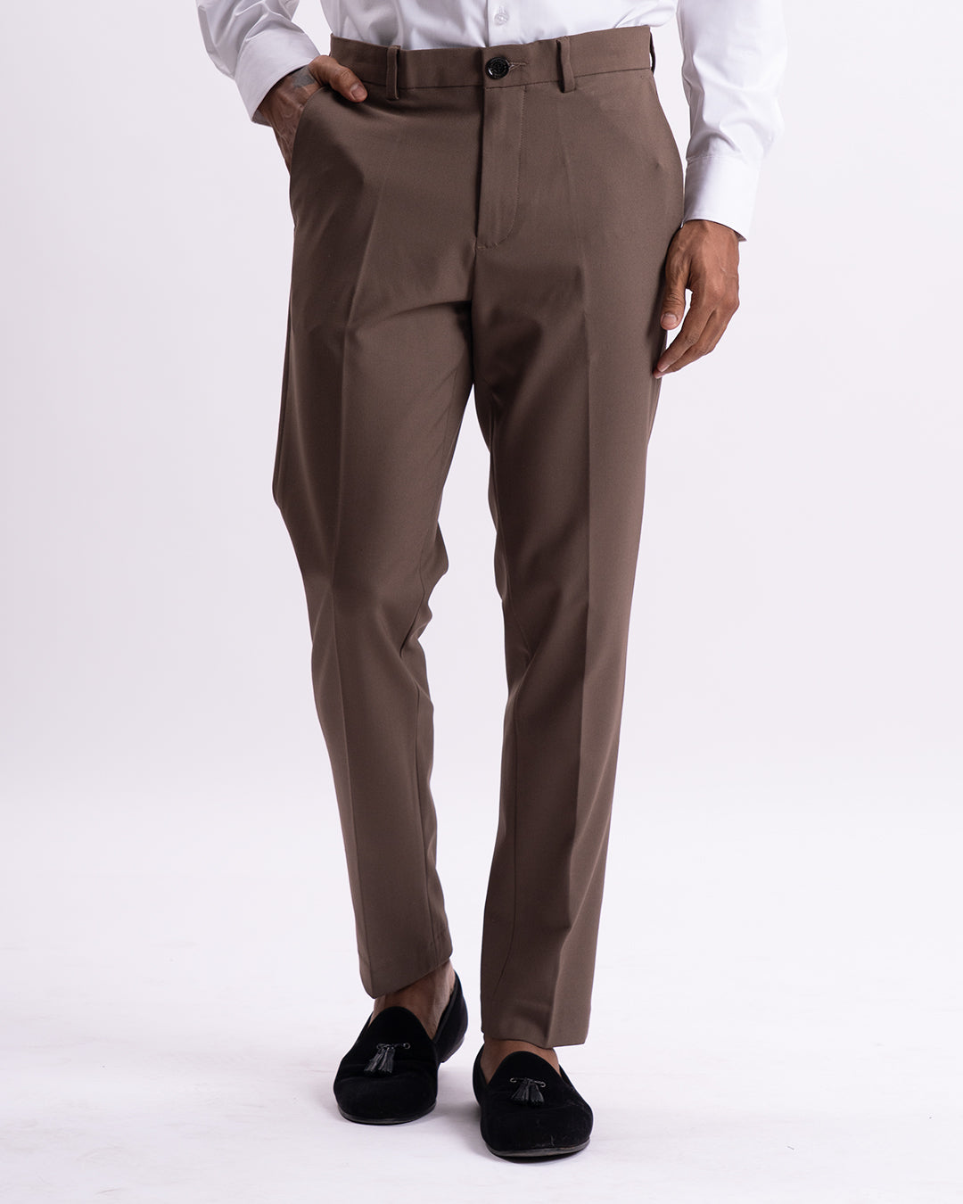 Easy Iron Tailored Office Trousers In Cocoa