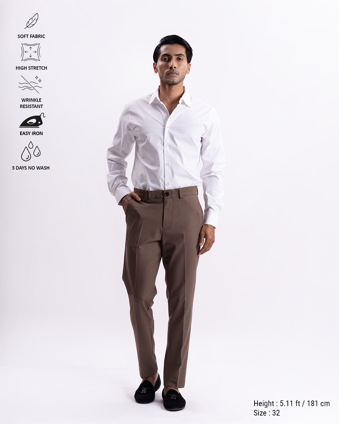 Easy Iron Tailored Office Trousers In Cocoa