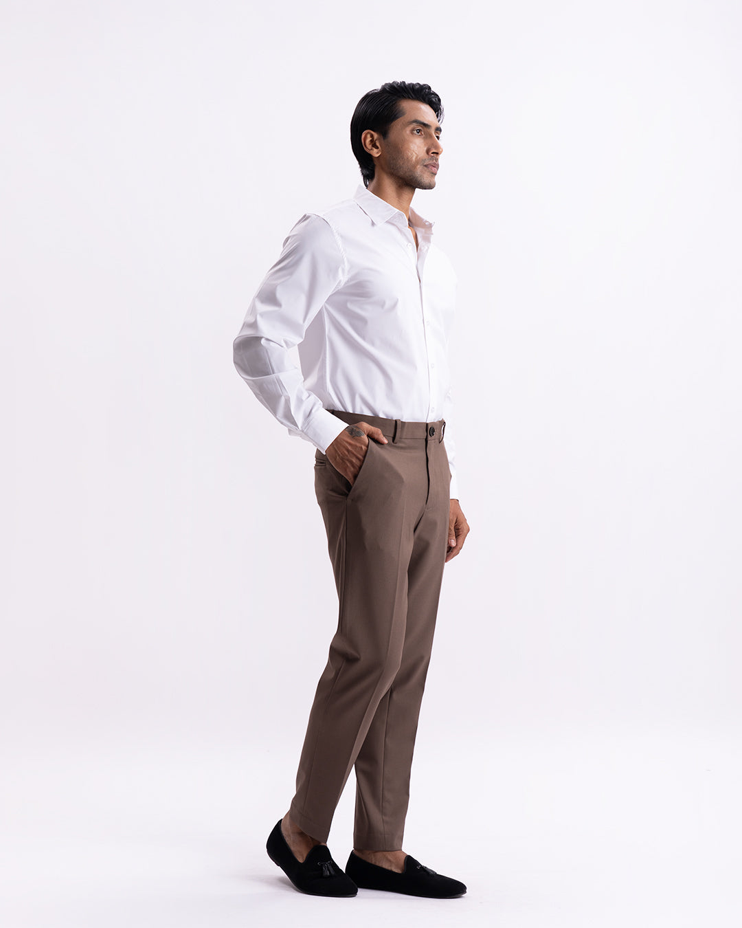 Easy Iron Tailored Office Trousers In Cocoa