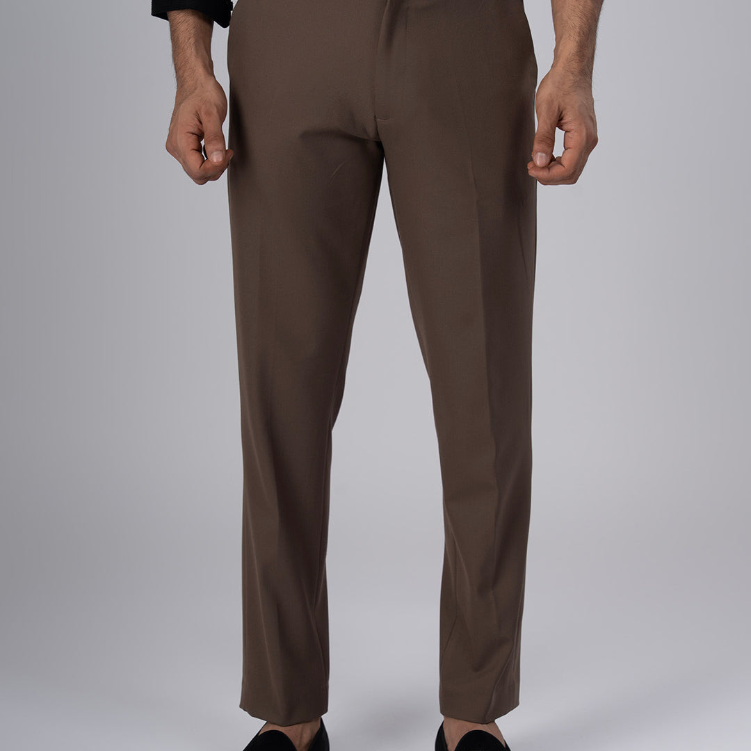 Easy Iron Tailored Office Trousers In Cocoa