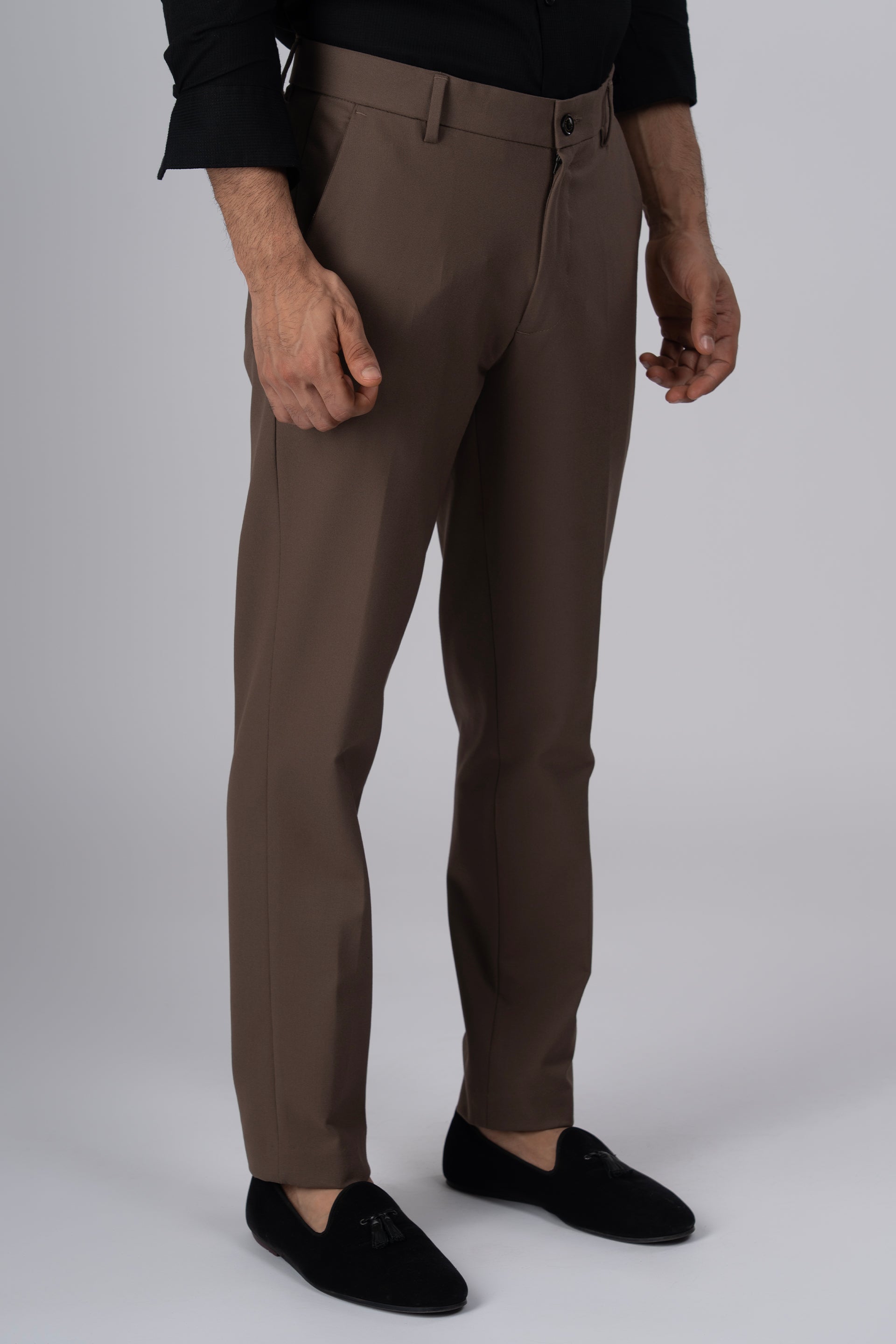 Easy Iron Tailored Office Trousers In Cocoa