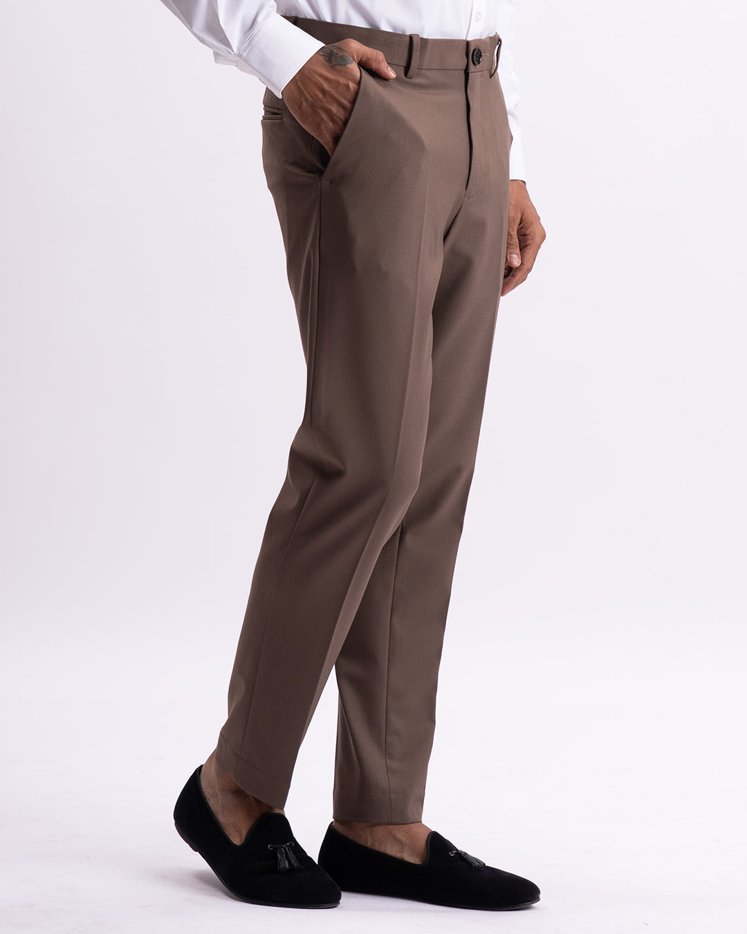 Easy Iron Tailored Office Trousers In Cocoa