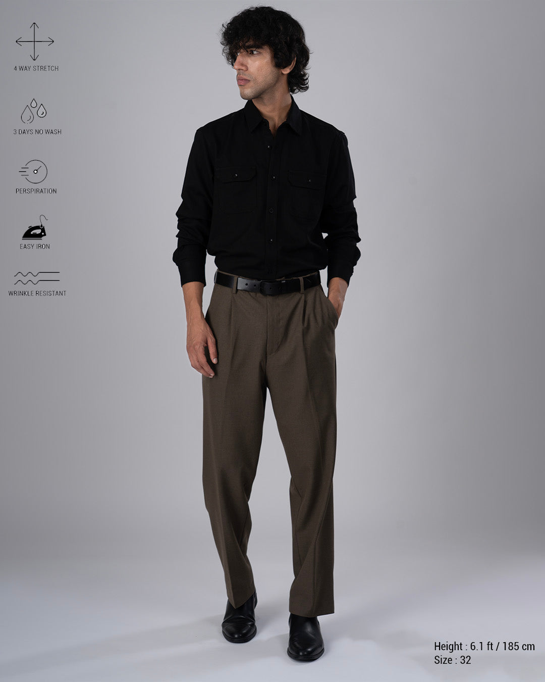 Classic Easy Iron Relaxed Trousers In Fur Brown