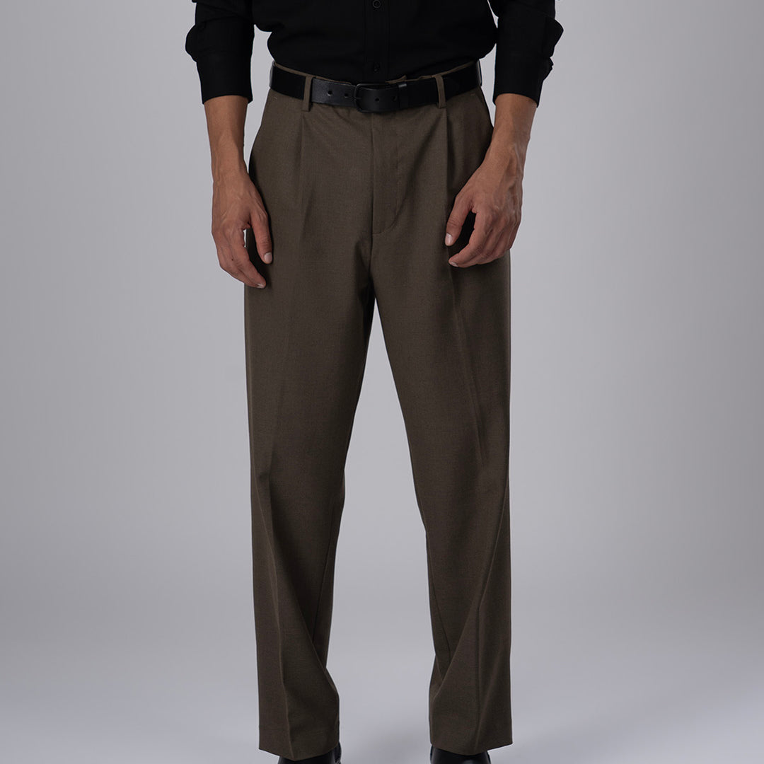 Classic Easy Iron Relaxed Trousers In Fur Brown