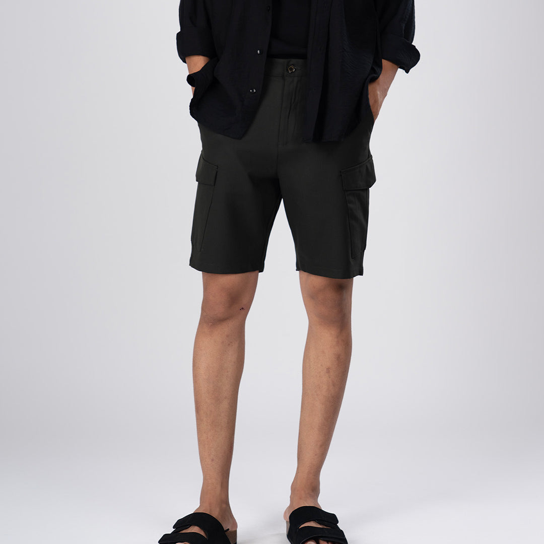 Easy Iron Cargo Shorts In Olive
