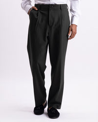 Classic Easy Iron Relaxed Trousers In Olive