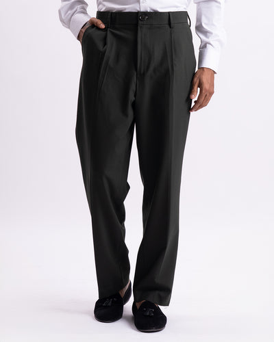 Classic Easy Iron Relaxed Trousers In Olive