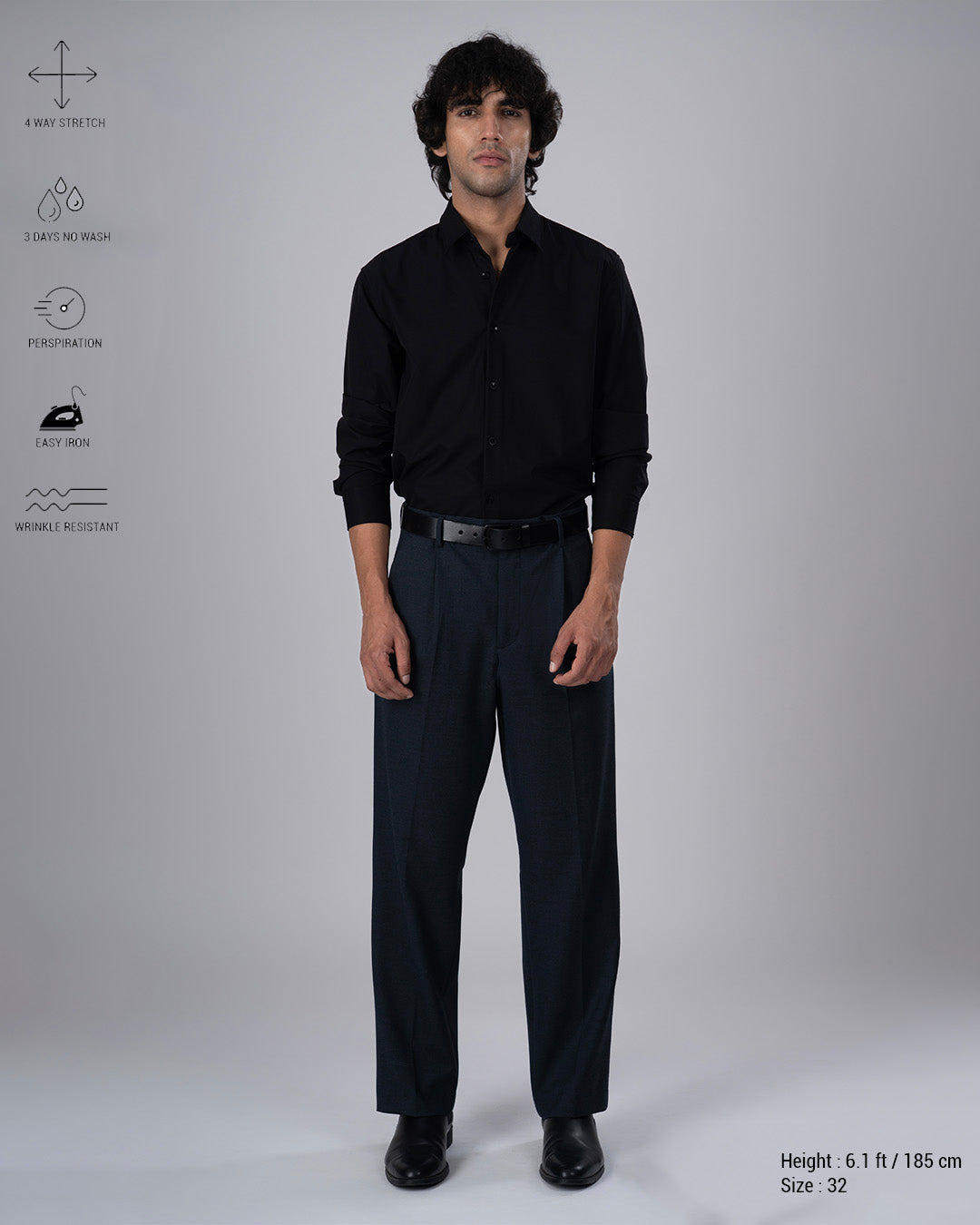 Classic Easy Iron Relaxed Trousers In Navy