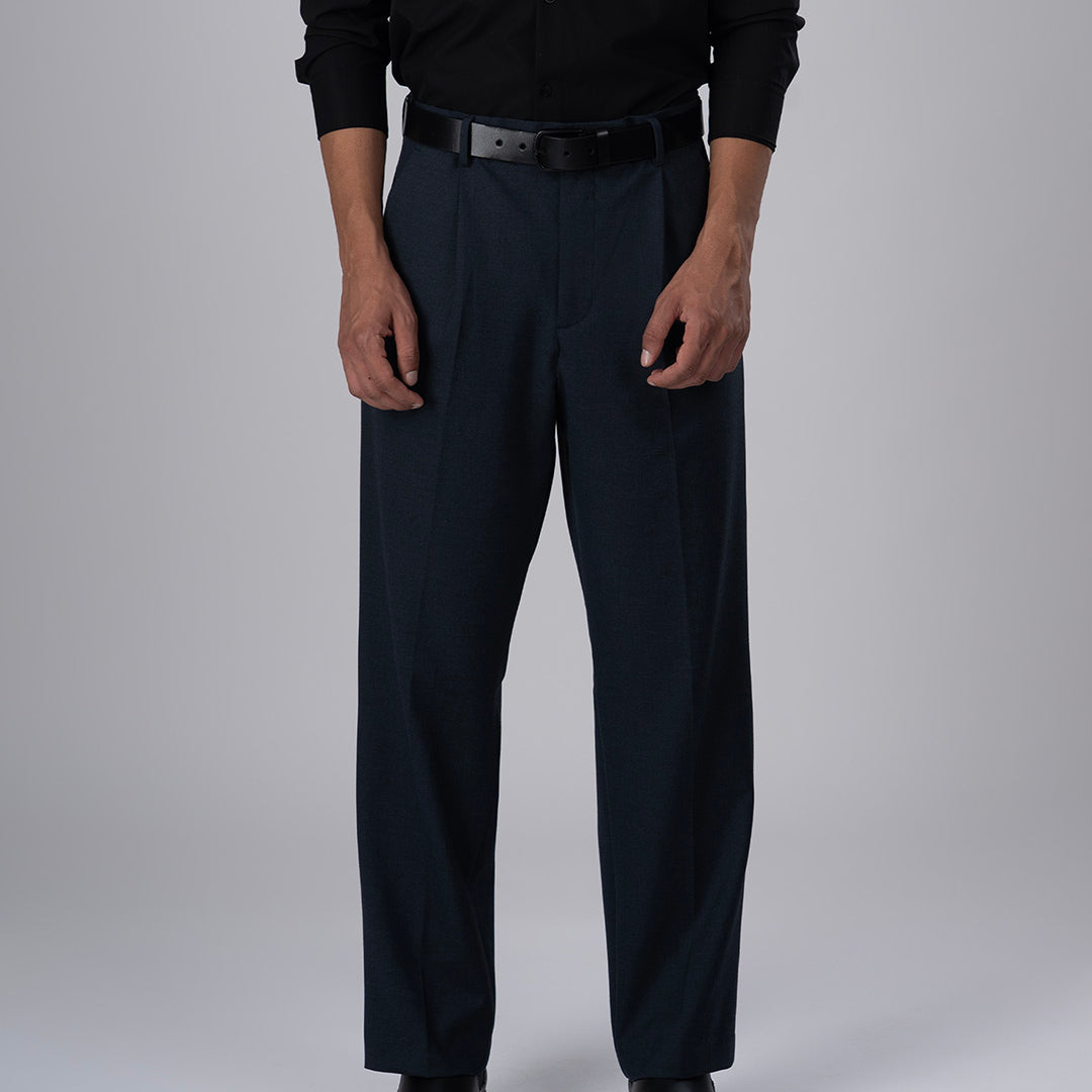 Classic Easy Iron Relaxed Trousers In Navy