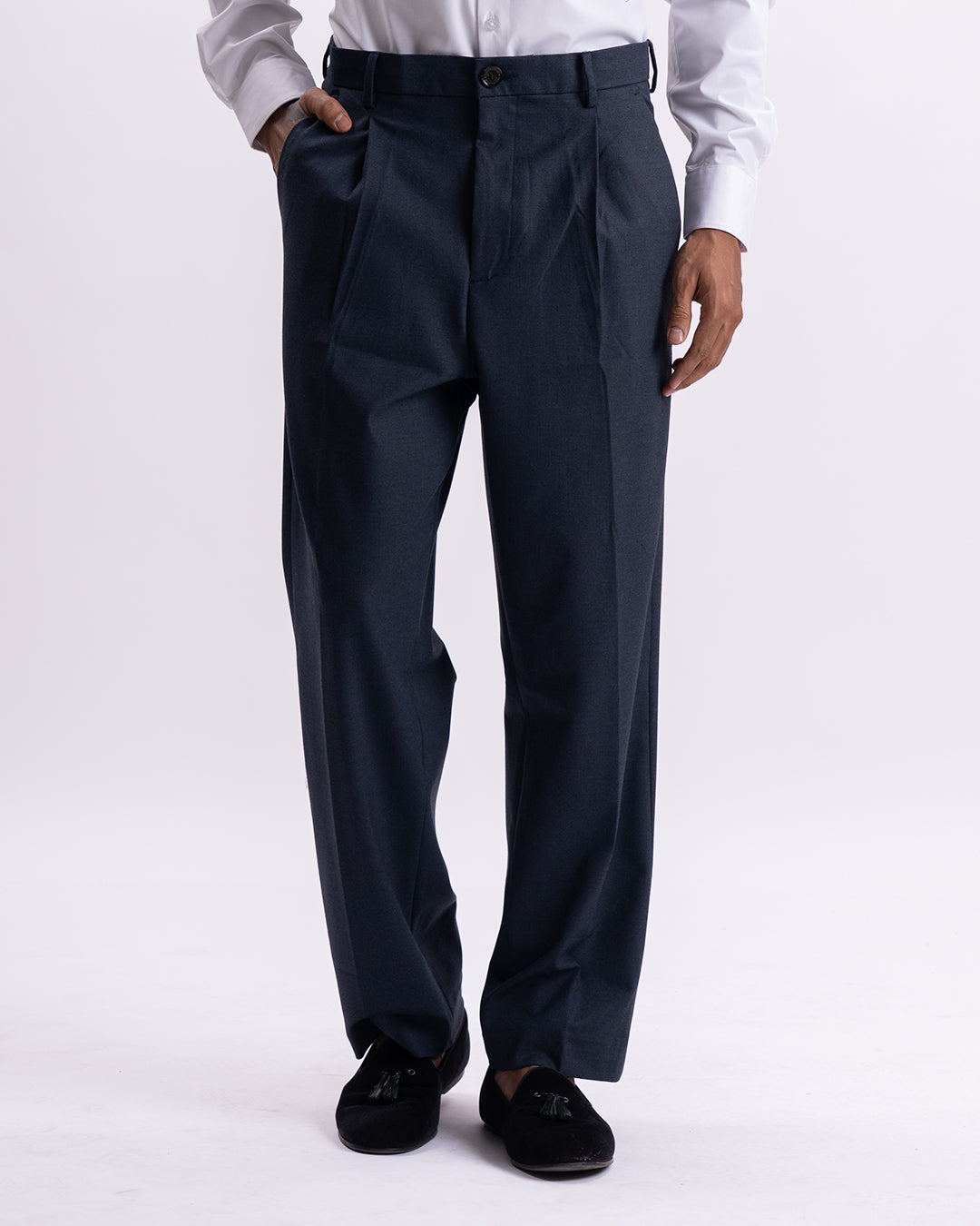 Classic Easy Iron Relaxed Trousers In Navy