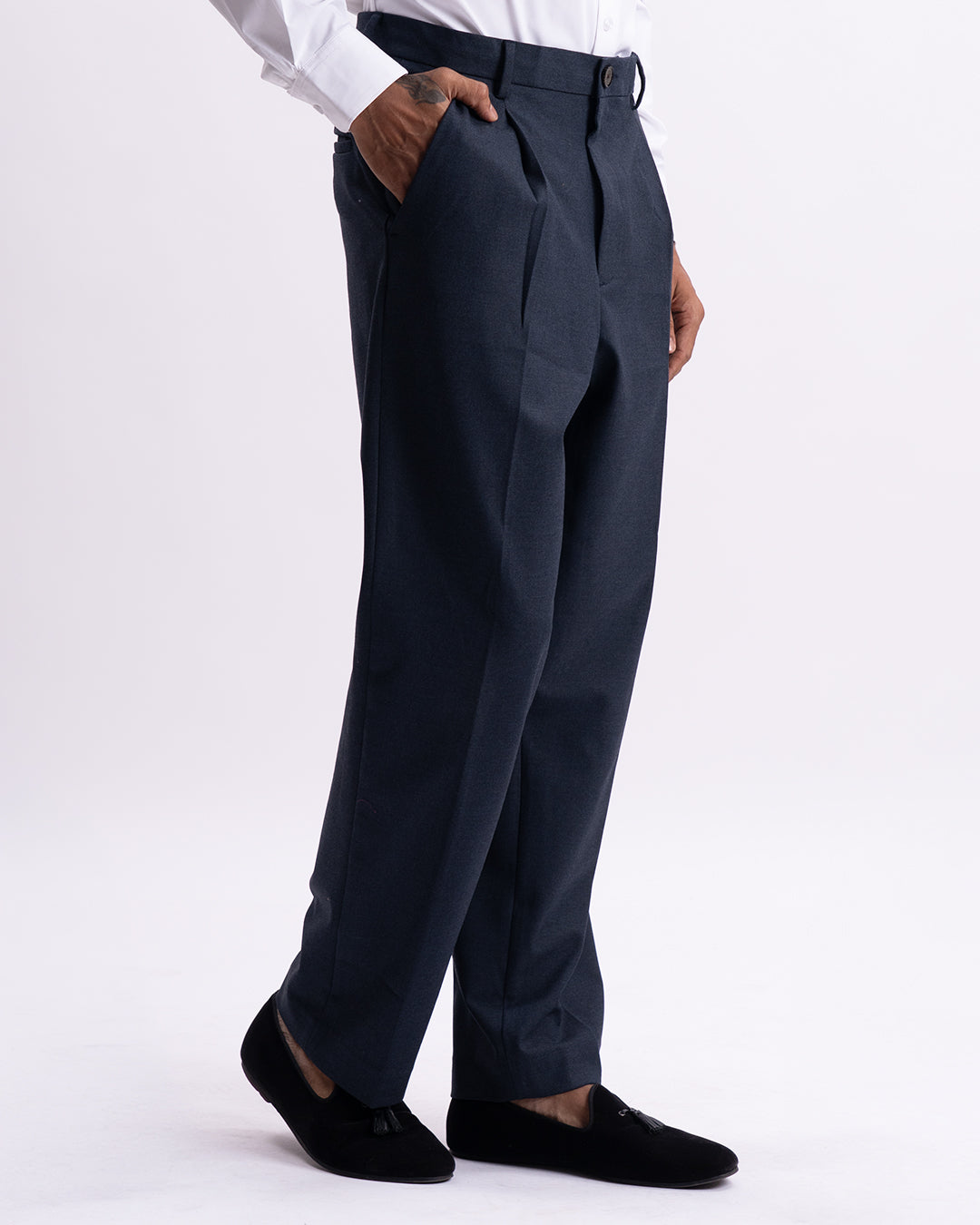 Classic Easy Iron Relaxed Trousers In Navy