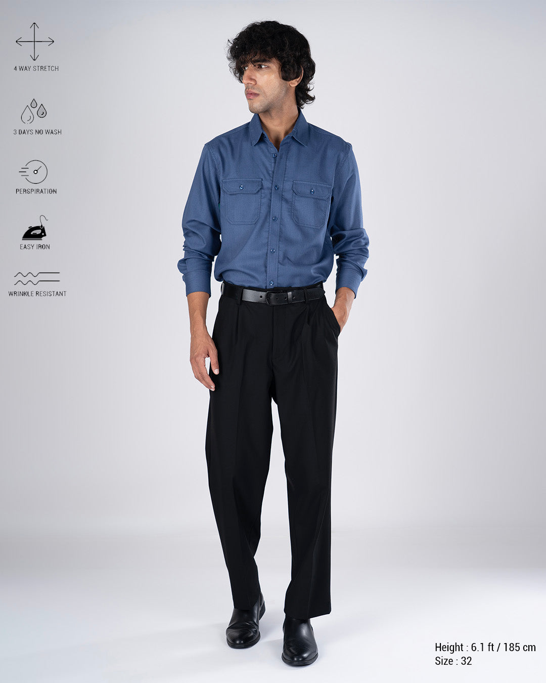 Classic Easy Iron Relaxed Trousers In Black