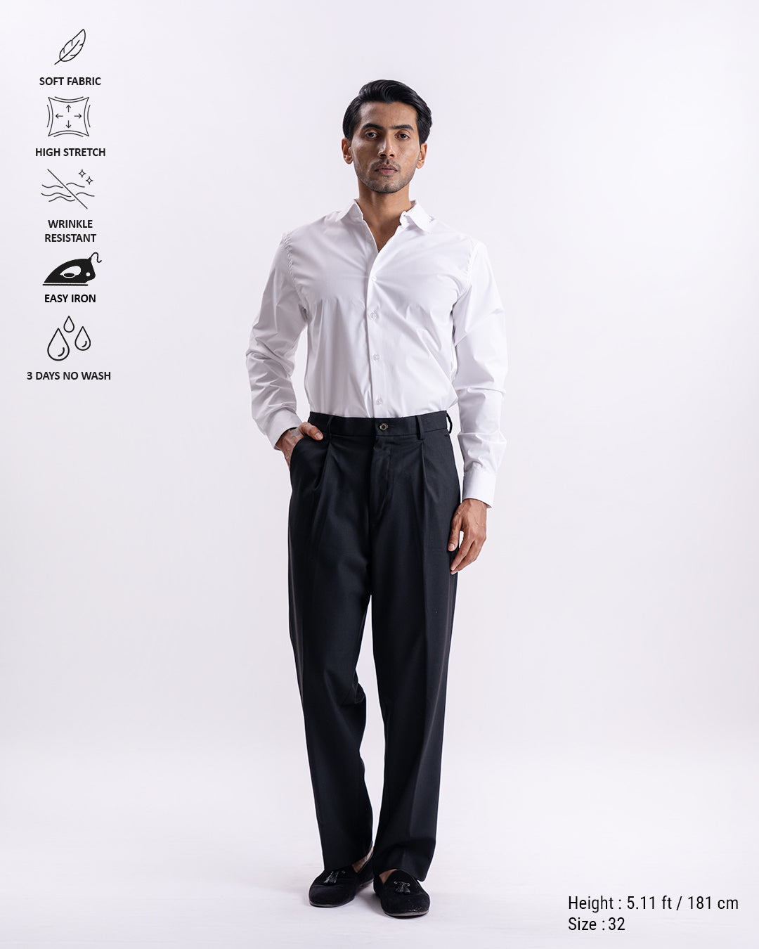 Classic Easy Iron Relaxed Trousers In Black