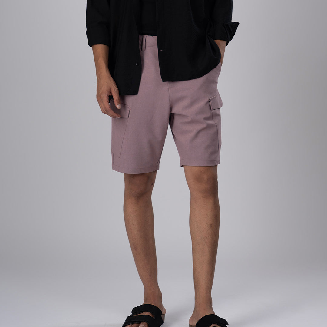 Easy Iron Cargo Shorts In Lavender