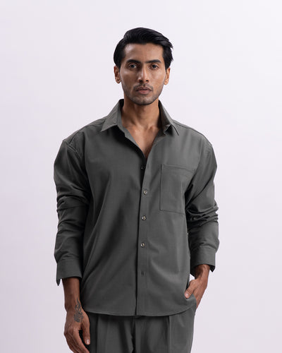 Easy Iron Relaxed Cropped Shirt In Olive