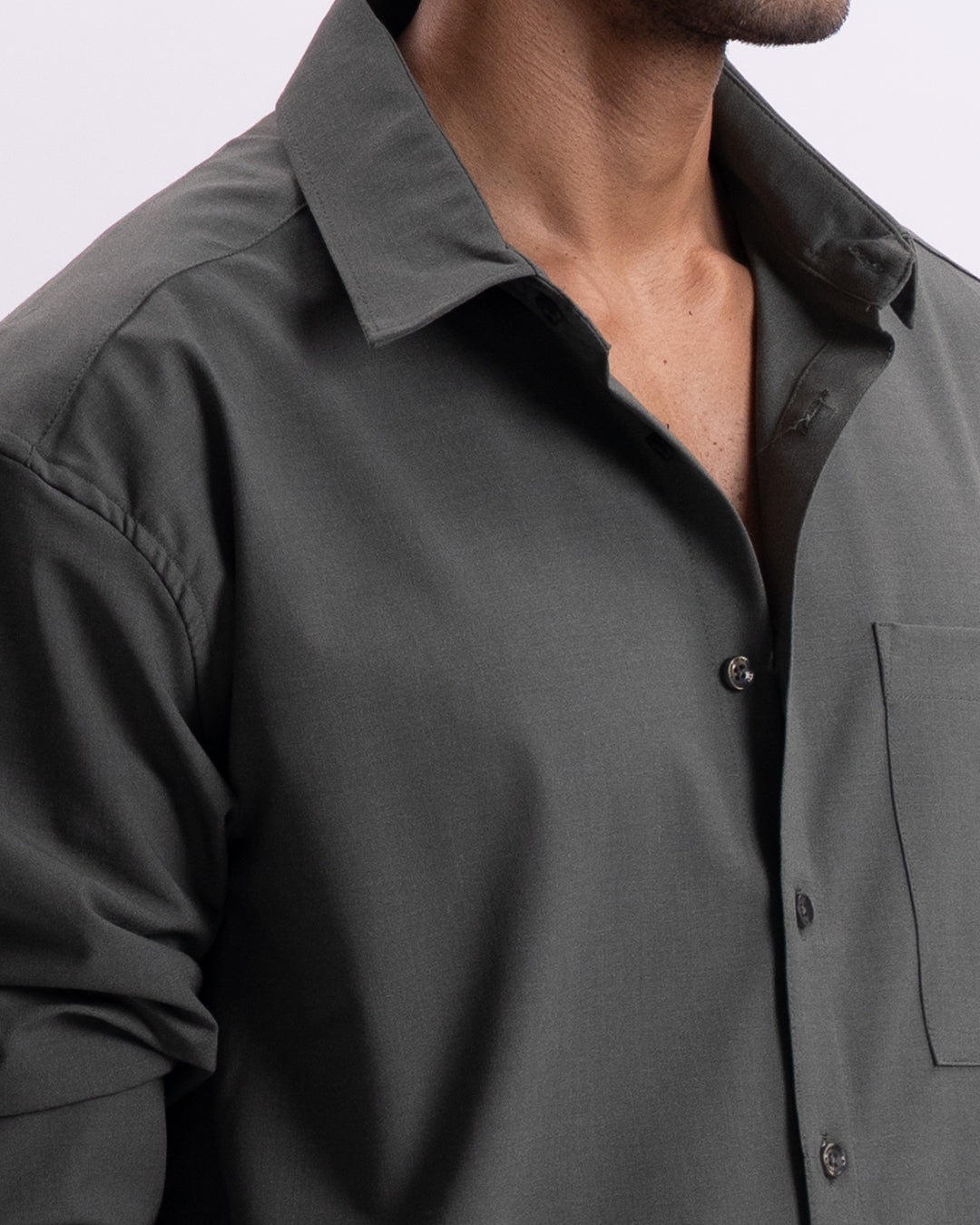 Easy Iron Relaxed Cropped Shirt In Olive