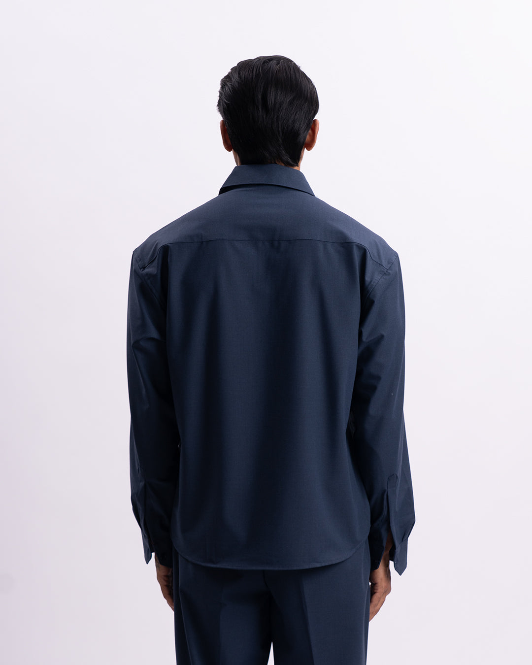 Easy Iron Relaxed Cropped Shirt In Navy