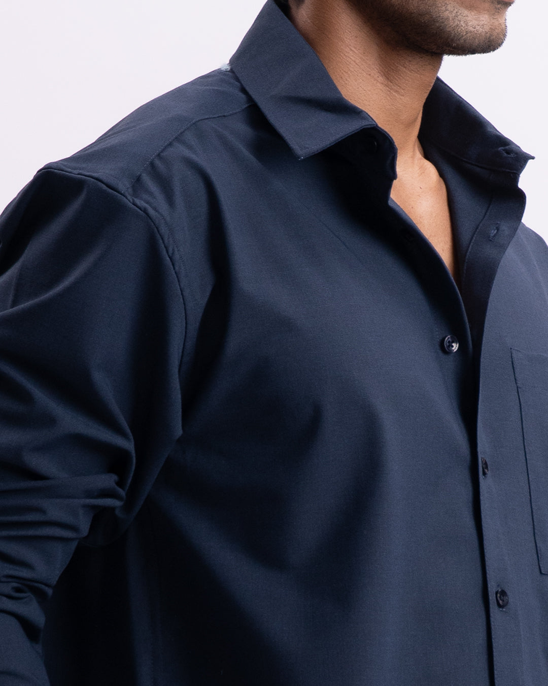 Easy Iron Relaxed Cropped Shirt In Navy