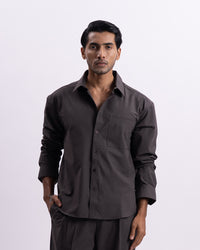 Easy Iron Holiday Relaxed Cropped Shirt In Brown