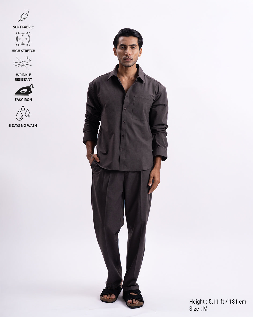 Easy Iron Relaxed Cropped Shirt In Brown